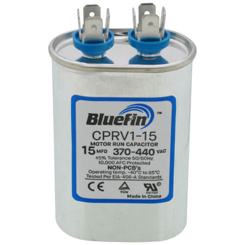 Bluefin CPRV1-15 capacitor - front view (Product Type: Capacitor; Voltage: 440/370V)