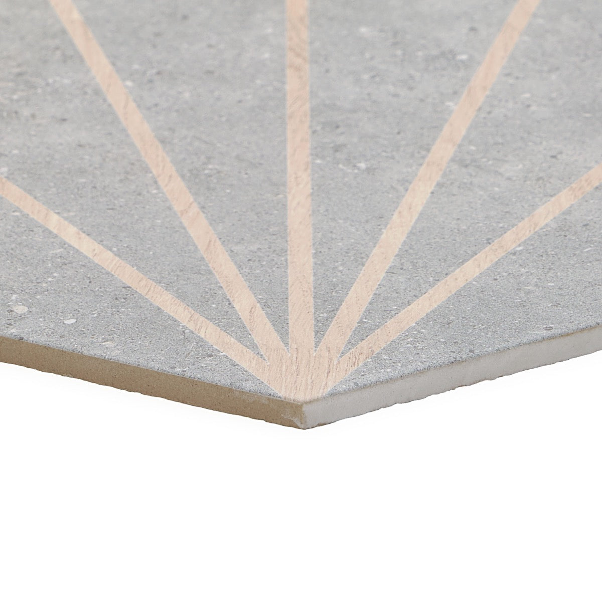 Lux Tile Pergola Beams Gray Hexagon Matte Porcelain Tile 12.5"