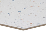 Six Hexagon Multi White Matte Porcelain Tile - 12.5" Terrazzo Look