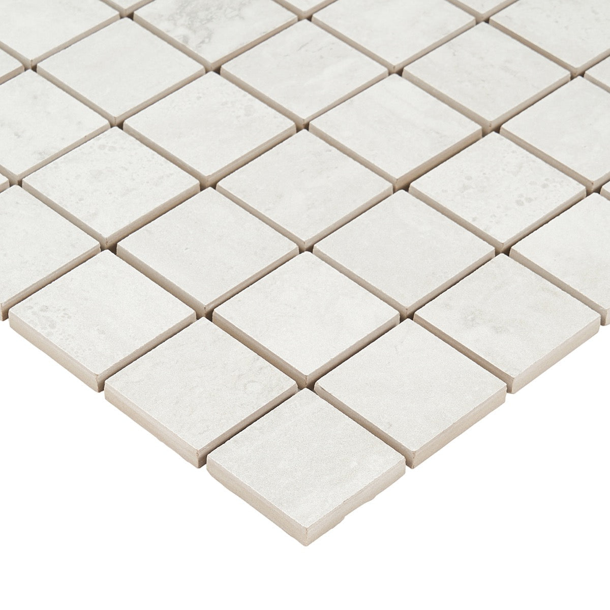 Basic Travertine Cotton White 2x2 Matte Porcelain Mosaic Tile