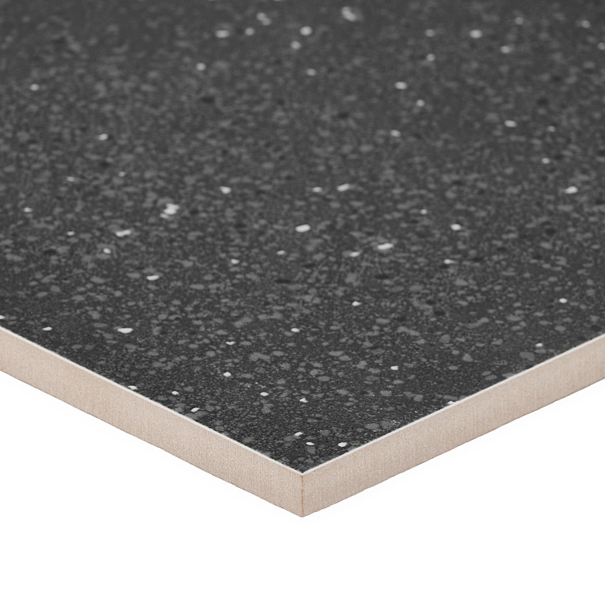 Elizabeth Sutton Charcoal Black Terrazzo 8x8 Matte Porcelain Tile