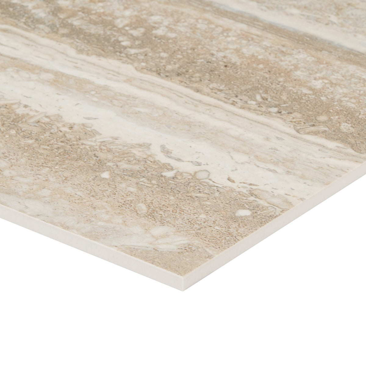 Romani Travertine Hazelnut Beige 24x48 Satin Porcelain Tile - Lux Tile