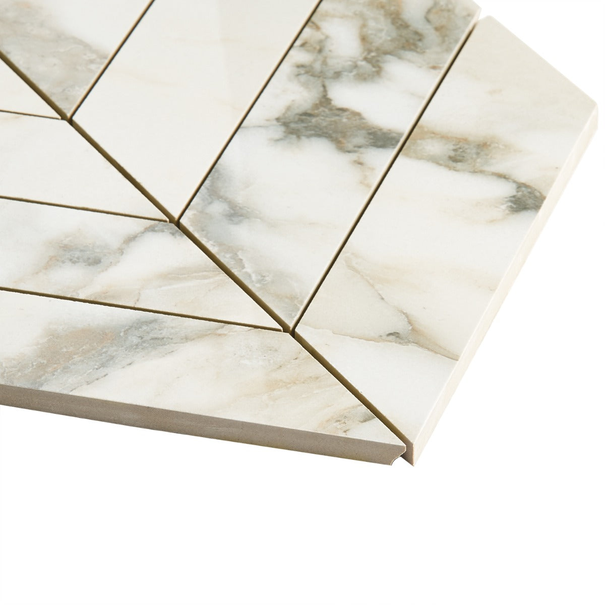 Dreamstone Calacatta Rustico Chevron Polished Porcelain Mosaic Tile