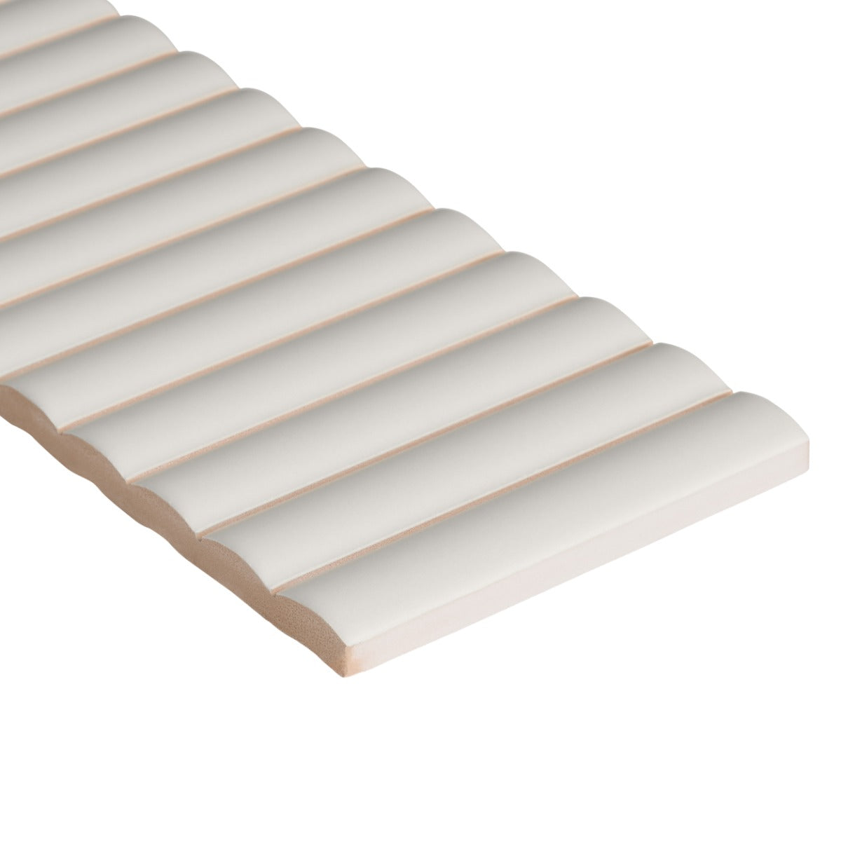 Roller Ribbed White 4x12 3D Matte Ceramic Tile - Tilebar
