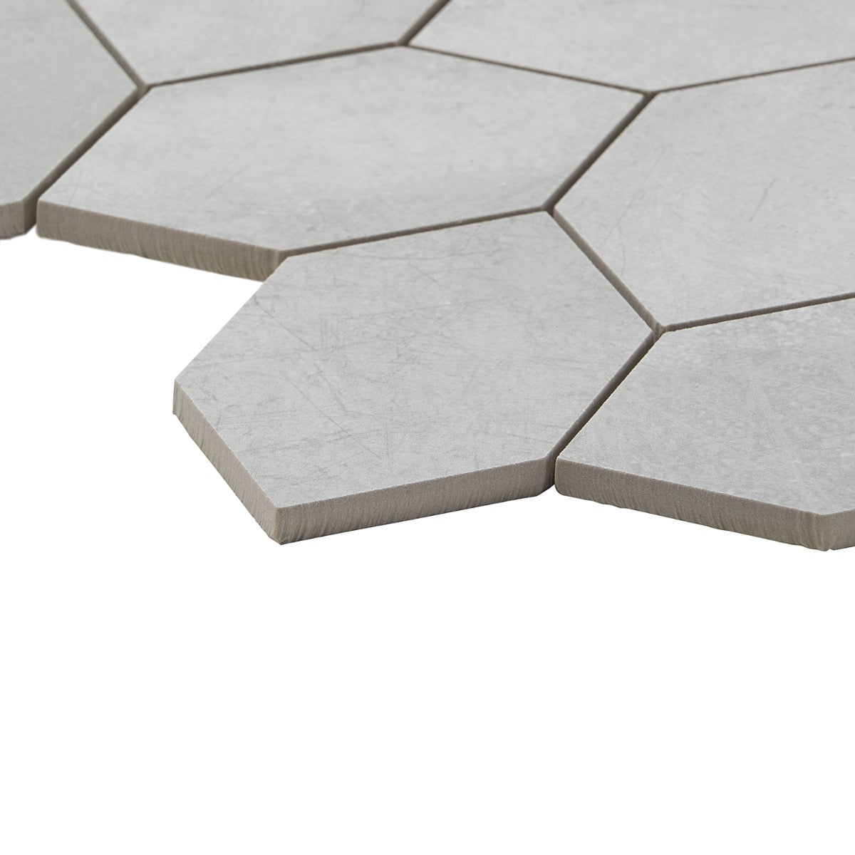 Bond Nimbus Silver Foliage Hexagon Matte Porcelain Mosaic Tile - Lux Tile