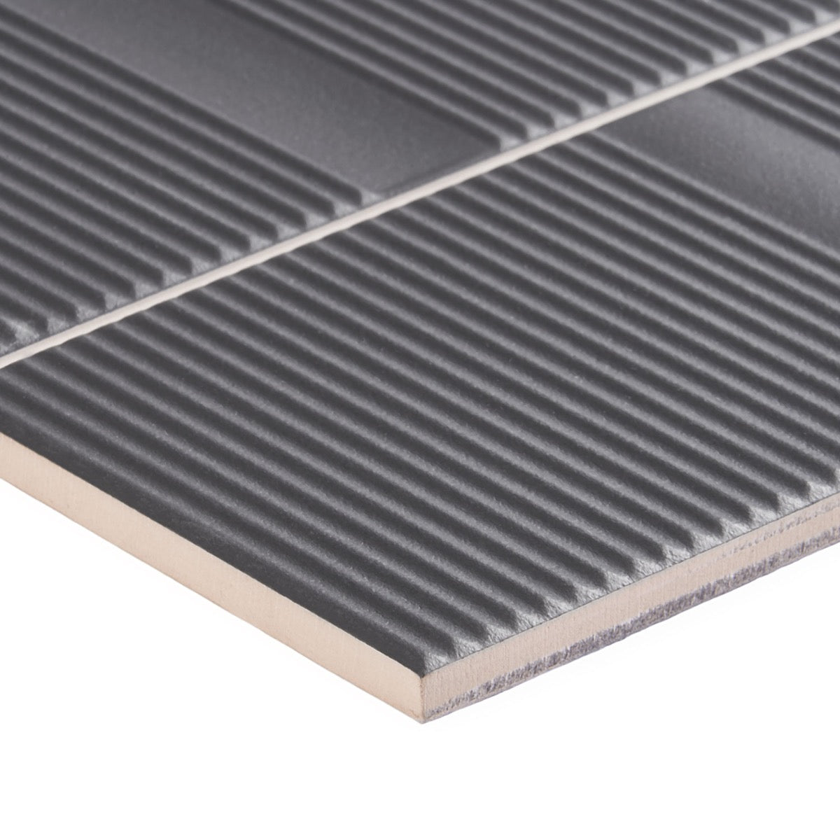 Division Antracite Black 8x16 Fluted Matte Ceramic Wall Tile