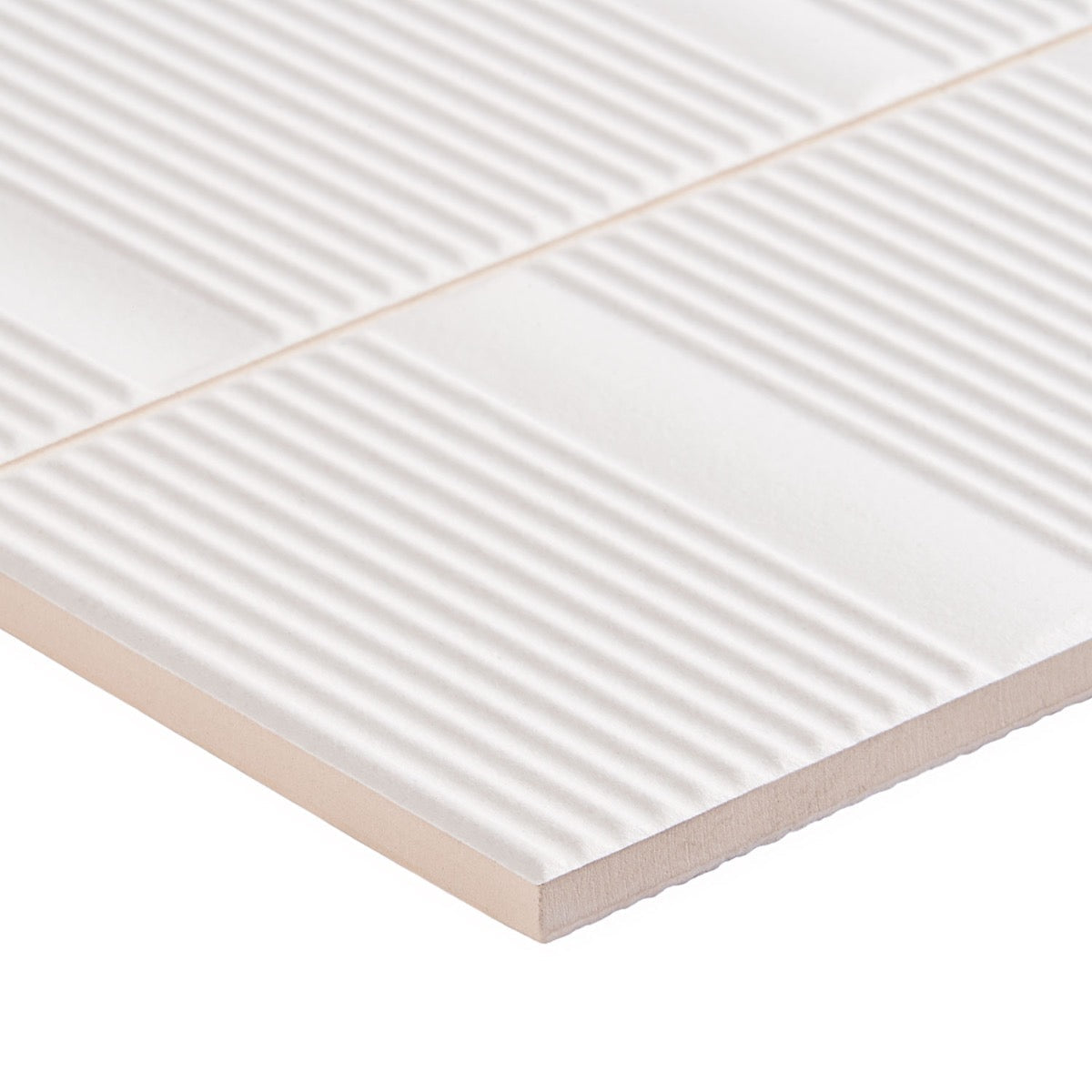 Division White 8x16 Fluted Matte Ceramic Wall Tile by Lux Tile