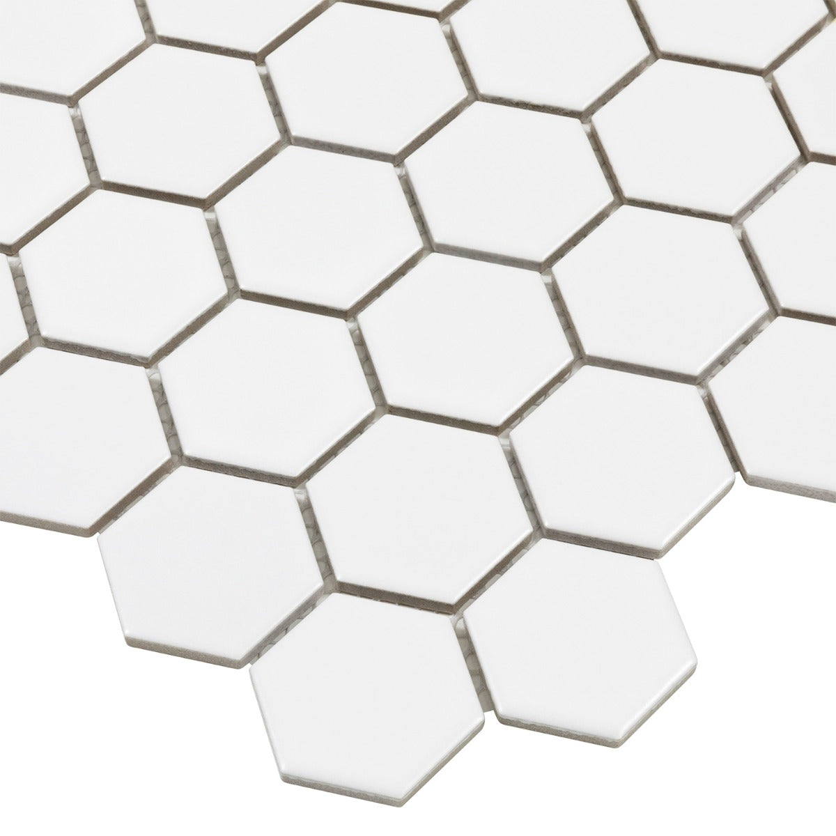Serenity White 2" Hexagon Matte Porcelain Mosaic Tile by Lux Tile