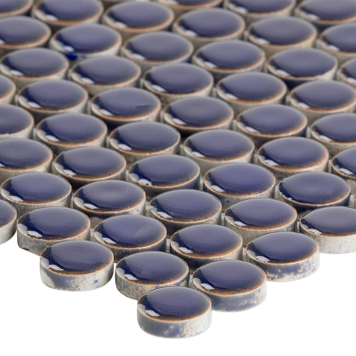 Eden Royal Blue Penny Round Polished Porcelain Mosaic Tile