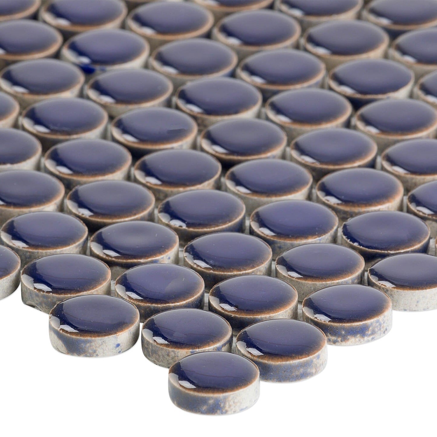 Eden Royal Blue Penny Round Polished Porcelain Mosaic Tile