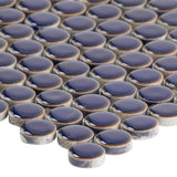 Eden Royal Blue Penny Round Polished Porcelain Mosaic Tile