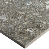 Rizo Antracite Dark Gray 24x24 Terrazzo Look Semi-Polished Porcelain Tile