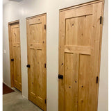 30 in. x 80 in. Krosswood Craftsman 3-Panel Shaker Solid Wood Core Rustic Knotty Alder Interior Door Slab