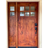 Krosswood Doors 36 in. x 80 in. Craftsman 2-Panel 6-Lite Clear Low-E Knotty Alder Unfinished Wood Front Door Slab
