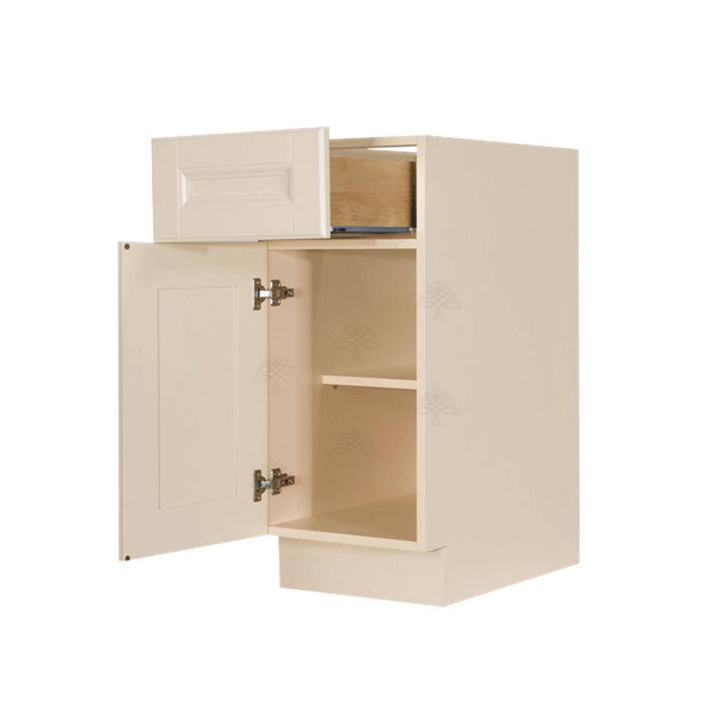 LIFEART CABINETRY Oxford Assembled 9 in. x 34.5 in. x 24 in. Base Cabinet with 1 Raised-Panel Door and 1 Drawer in Creamy White