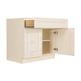 LIFEART CABINETRY Oxford Creamy White Plywood Raised Panel Stock Assembled Base Kitchen Cabinet (27 in. W x 34.5 in. H x 24 in. D)