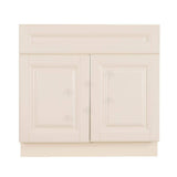 LIFEART CABINETRY Oxford Creamy White Plywood Raised Panel Stock Assembled Base Kitchen Cabinet (27 in. W x 34.5 in. H x 24 in. D)