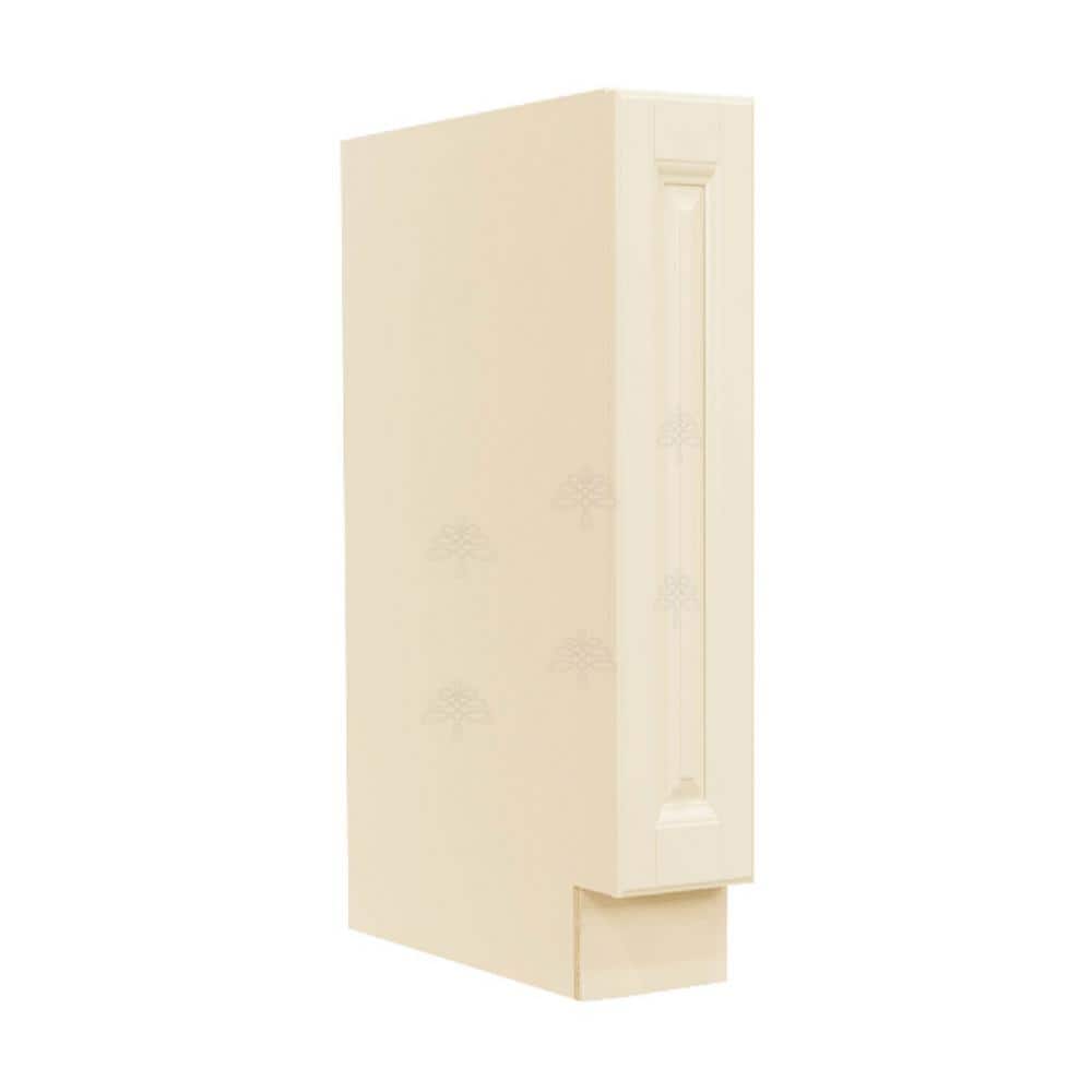 LIFEART CABINETRY Oxford Assembled 6 in. x 34.5 in. x 24 in. Base Spice Drawer Cabinet with Raised-Panel Door Style in Creamy White
