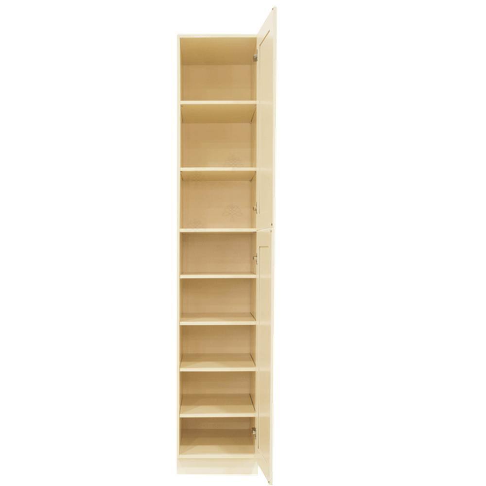 LIFEART CABINETRY Oxford Creamy White Plywood Raised Panel Stock Assembled Tall Pantry Kitchen Cabinet (18 in. W x 96 in. H x 24 in. D)