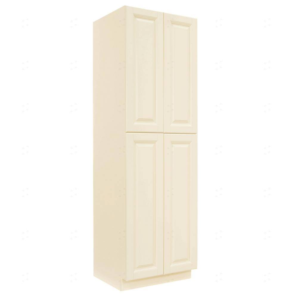 LIFEART CABINETRY Oxford Creamy White Plywood Raised Panel Stock Assembled Tall Pantry Kitchen Cabinet (30 in. W x 90 in. H x 24 in. D)