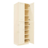 LIFEART CABINETRY Oxford Creamy White Plywood Raised Panel Stock Assembled Tall Pantry Kitchen Cabinet (30 in. W x 90 in. H x 24 in. D)