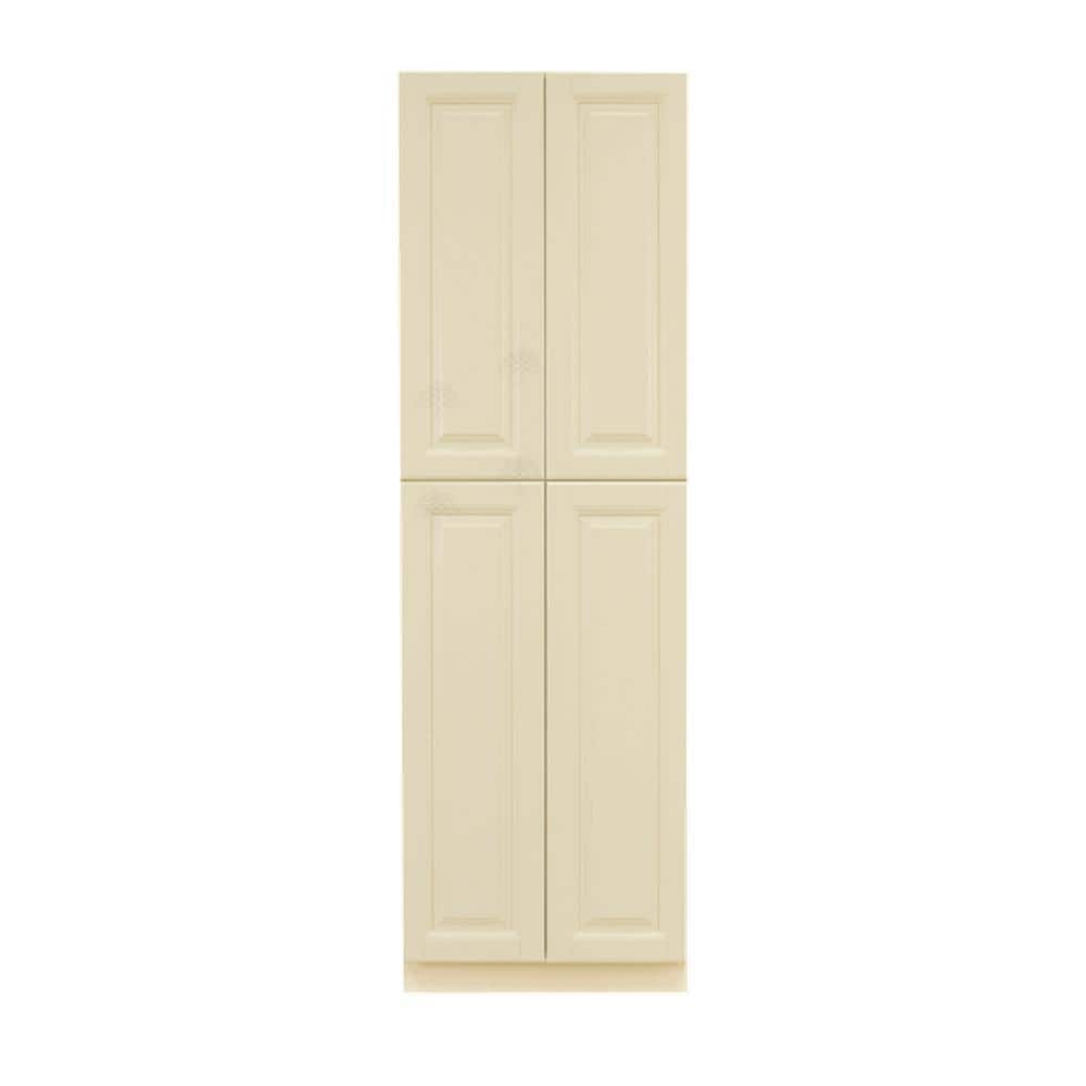 LIFEART CABINETRY Oxford Creamy White Plywood Raised Panel Stock Assembled Tall Pantry Kitchen Cabinet (30 in. W x 90 in. H x 24 in. D)