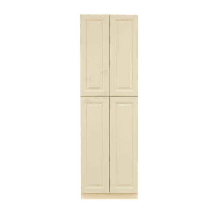 LIFEART CABINETRY Oxford Creamy White Plywood Raised Panel Stock Assembled Tall Pantry Kitchen Cabinet (30 in. W x 90 in. H x 24 in. D)