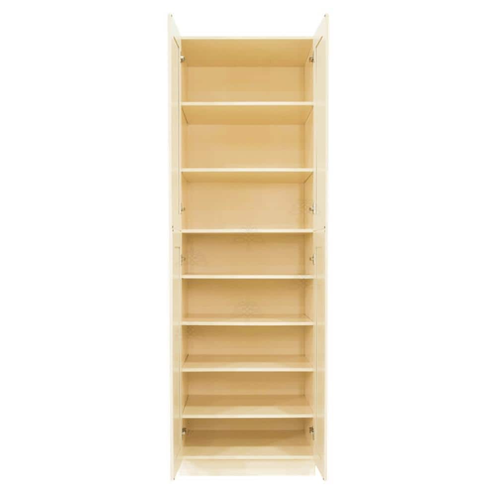 LIFEART CABINETRY Oxford Creamy White Plywood Raised Panel Stock Assembled Tall Pantry Kitchen Cabinet (30 in. W x 90 in. H x 24 in. D)