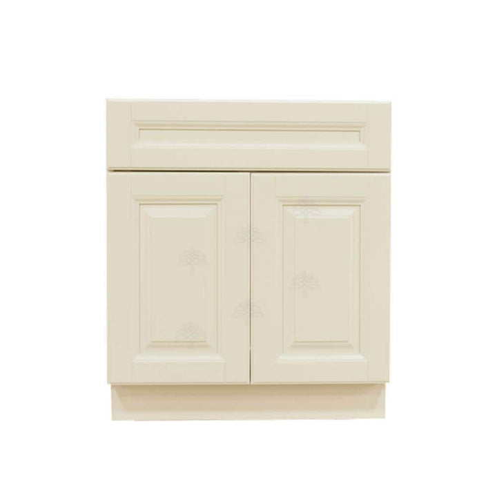 LIFEART CABINETRY Oxford Creamy White Plywood Raised Panel Stock Assembled Sink Base Kitchen Cabinet (30 in. W x 34.5 in. H x 24 in. D)