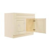 LIFEART CABINETRY Oxford Creamy White Plywood Raised Panel Stock Assembled Sink Base Kitchen Cabinet (39 in. W x 34.5 in. H x 24 in. D)