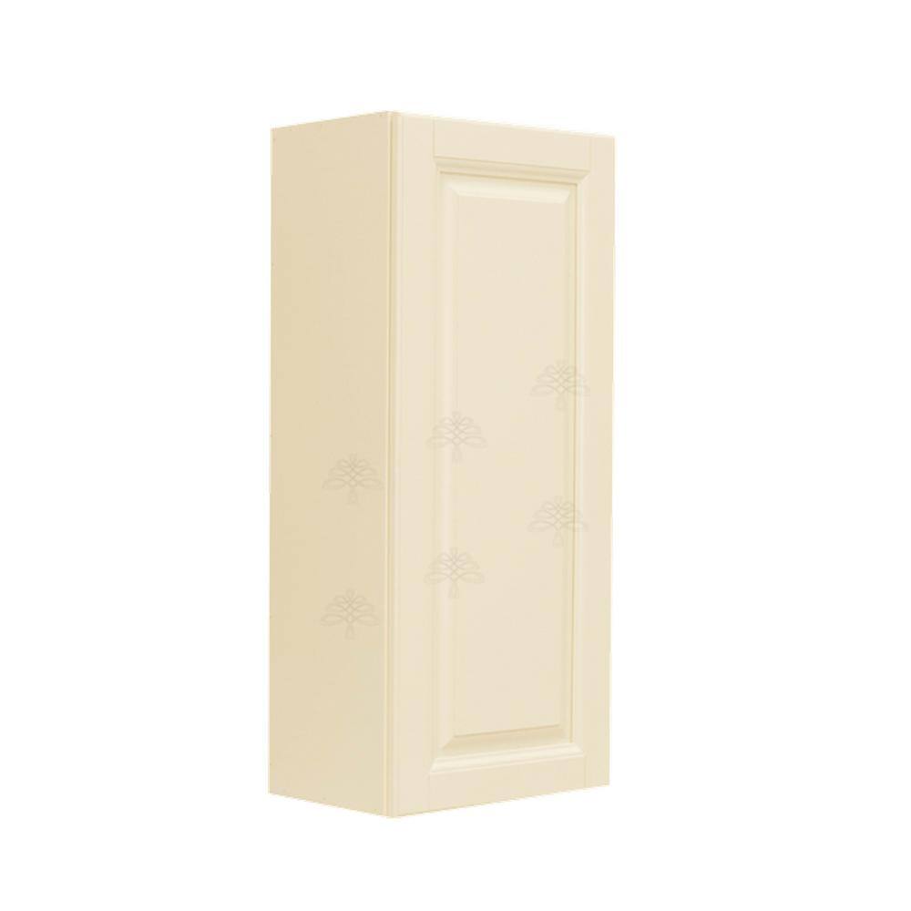 LIFEART CABINETRY Oxford Assembled 15 in. x 42 in. x 12 in. Wall Cabinet with 1 Raised-Panel Door 3 Shelves in Creamy White