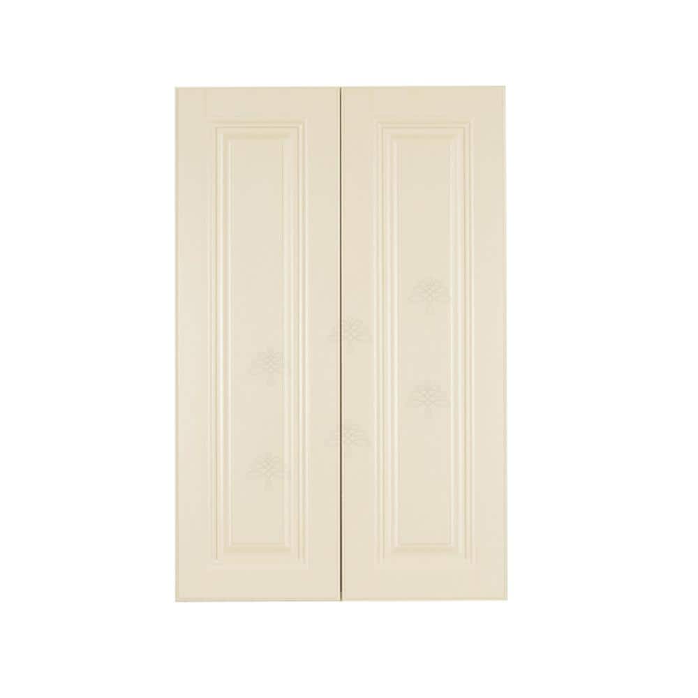 LIFEART CABINETRY Oxford Assembled 27 in. x 42 in. x 12 in. Wall Cabinet with 2 Raised-Panel Doors 3 Shelves in Creamy White