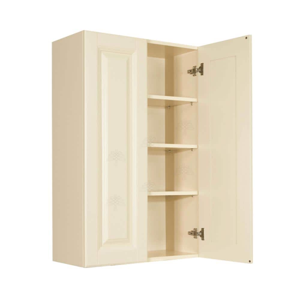 LIFEART CABINETRY Oxford Creamy White Plywood Raised Panel Stock Assembled Wall Kitchen Cabinet (30 in. W x 42 in. H x 12 in. D)
