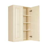 LIFEART CABINETRY Oxford Creamy White Plywood Raised Panel Stock Assembled Wall Kitchen Cabinet (30 in. W x 42 in. H x 12 in. D)