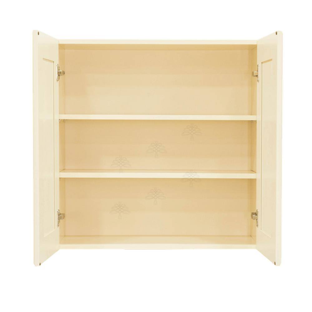 LIFEART CABINETRY Oxford Creamy White Plywood Raised Panel Stock Assembled Wall Kitchen Cabinet (33 in. W x 36 in. H x 12 in. D)