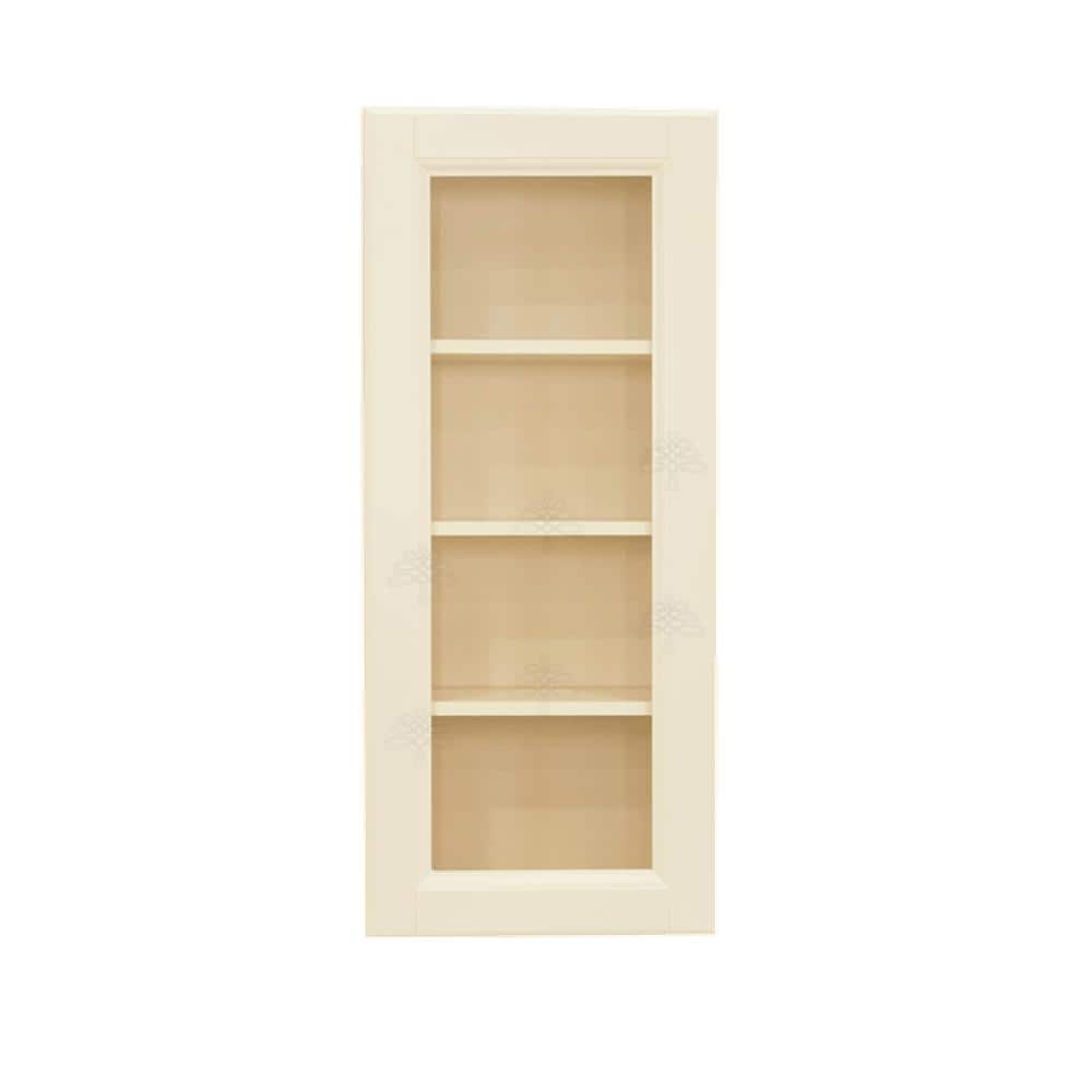 LIFEART CABINETRY Oxford Assembled 21 in. x 42 in. x 12 in. Wall Mullion Raised-Panel Door Cabinet with 3 Shelves in Creamy White