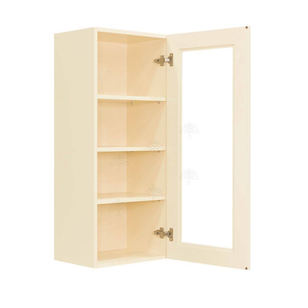 LIFEART CABINETRY Oxford Assembled 21 in. x 42 in. x 12 in. Wall Mullion Raised-Panel Door Cabinet with 3 Shelves in Creamy White