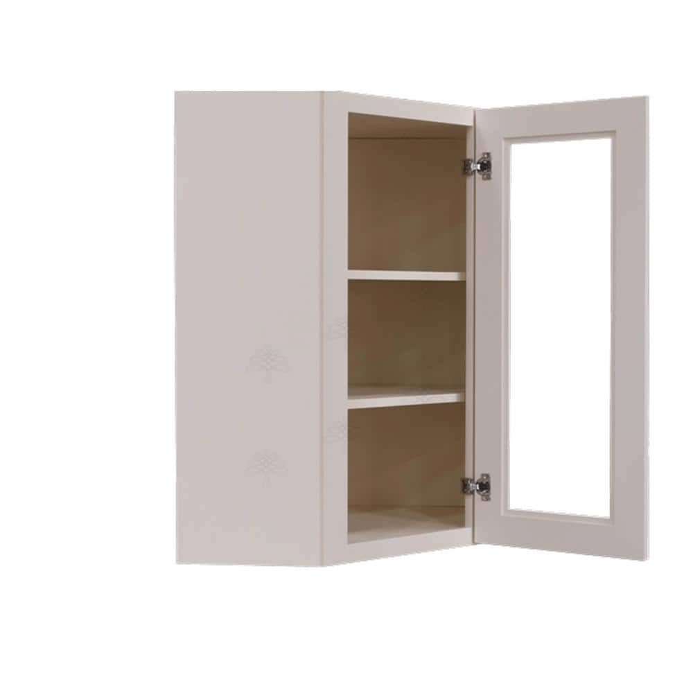 LIFEART CABINETRY Princeton Assembled 24 in. x 36 in. x 15 in. Wall Diagonal Mullion Door Cabinet with 2 Doors in Creamy White