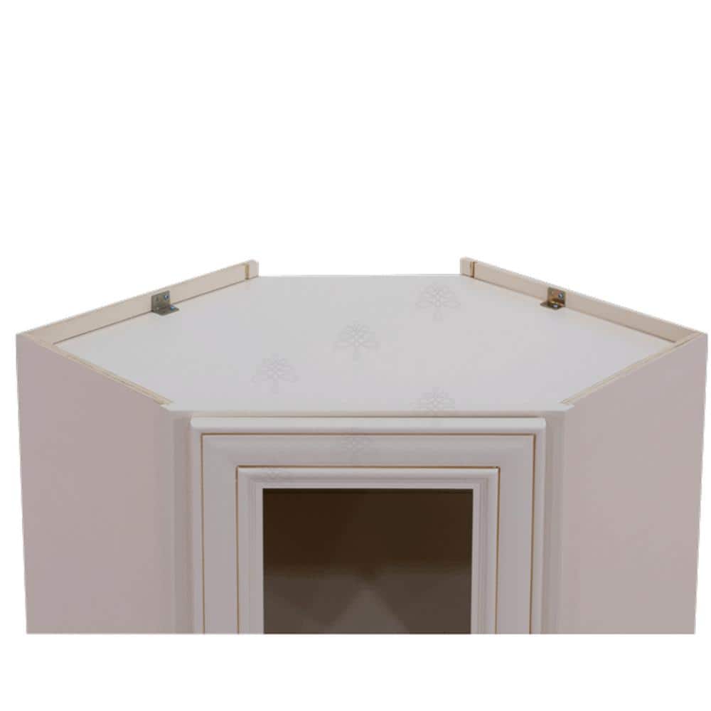 LIFEART CABINETRY Princeton Assembled 24 in. x 42 in. x 15 in. Wall Diagonal Mullion Door Cabinet with 2 Doors in Creamy White