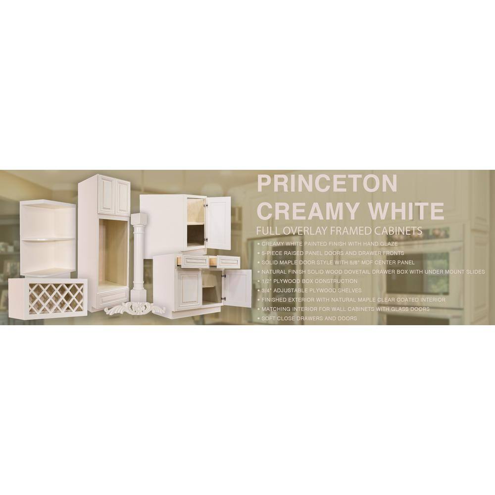 LIFEART CABINETRY Princeton Assembled 24 in. x 30 in. x 12 in. Wall Diagonal Mullion Door Cabinet with 2 Doors in Creamy White