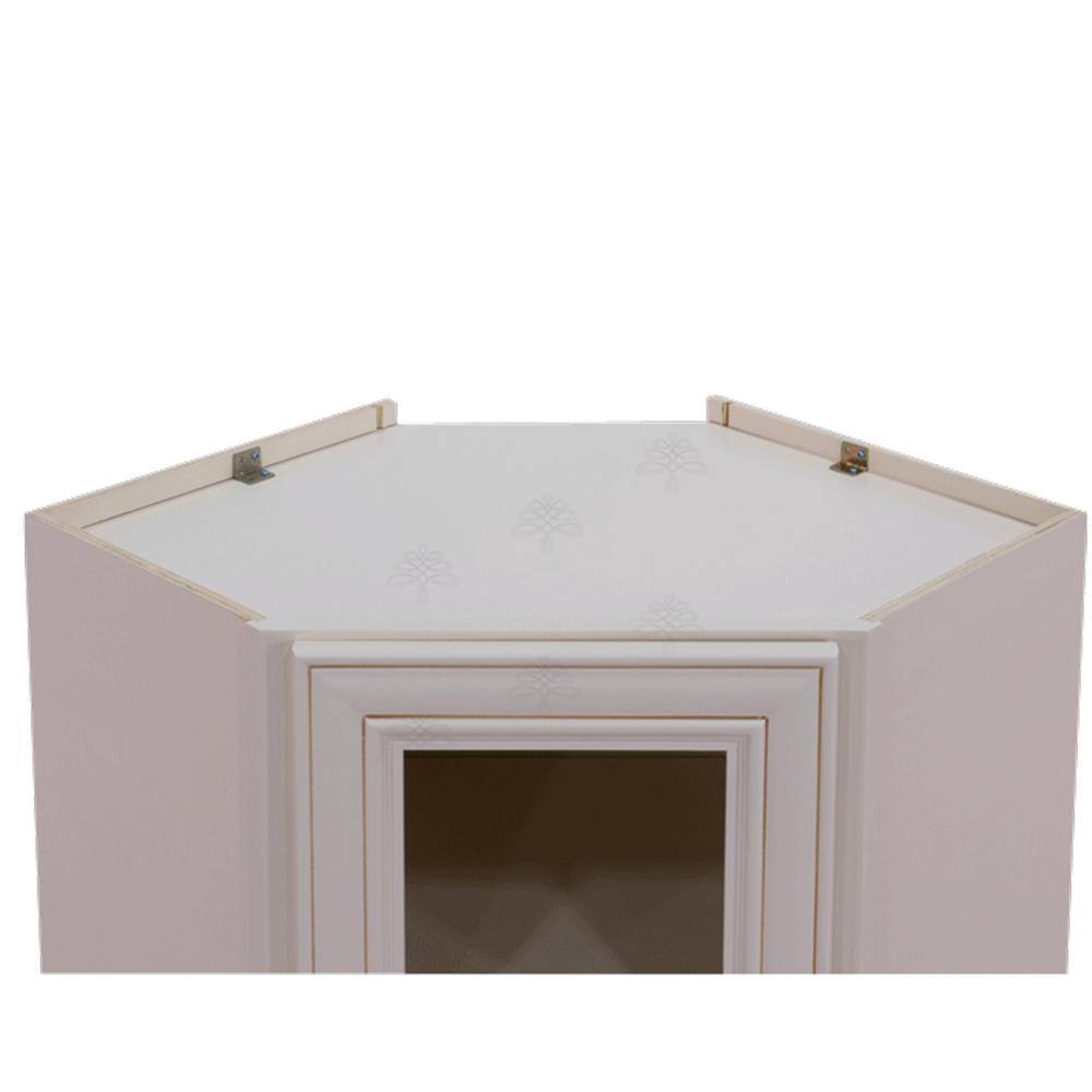 LIFEART CABINETRY Princeton Assembled 24 in. x 42 in. x 12 in. Wall Diagonal Mullion Door Cabinet with 2 Doors in Creamy White