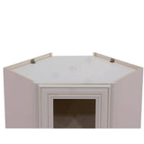 LIFEART CABINETRY Princeton Assembled 24 in. x 42 in. x 12 in. Wall Diagonal Mullion Door Cabinet with 2 Doors in Creamy White