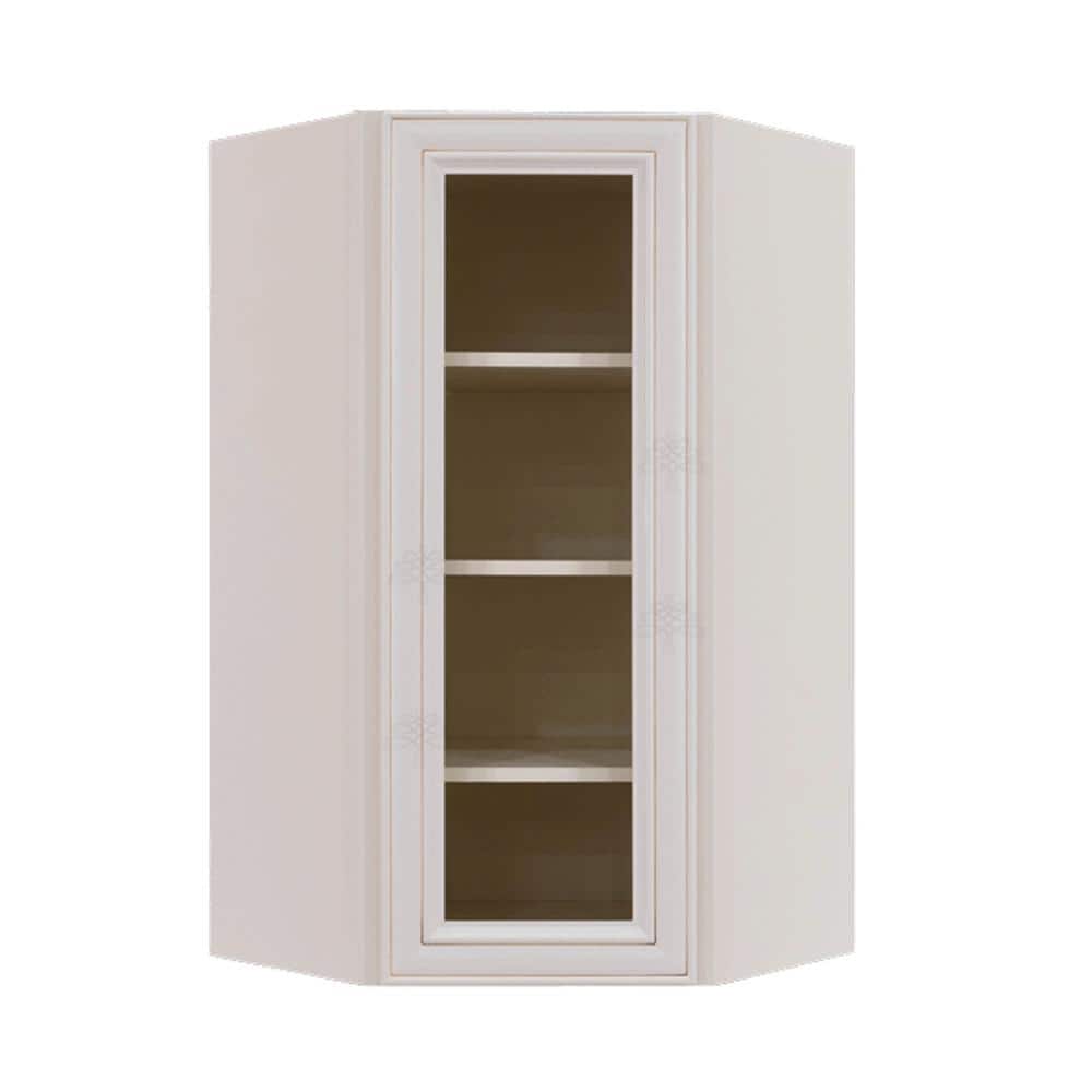 LIFEART CABINETRY Princeton Assembled 24 in. x 42 in. x 12 in. Wall Diagonal Mullion Door Cabinet with 2 Doors in Creamy White