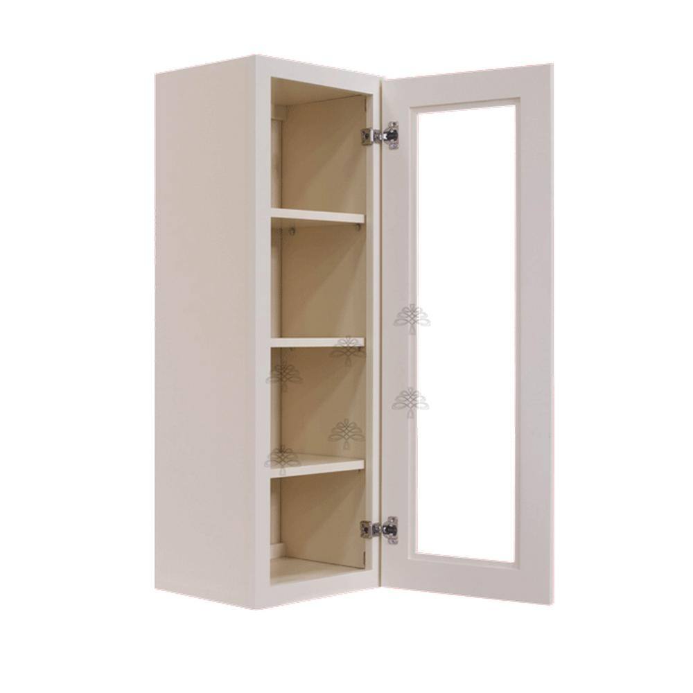 LIFEART CABINETRY Princeton Assembled 18 in. x 42 in. x 12 in. Wall Mullion Door Cabinet with 1 Door 3 Shelves in Creamy White Glazed