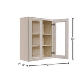 LIFEART CABINETRY Princeton Assembled 27 in. x 36 in. x 12 in. Wall Mullion Door Cabinet with 2 Doors 2 Shelves in Creamy White Glazed