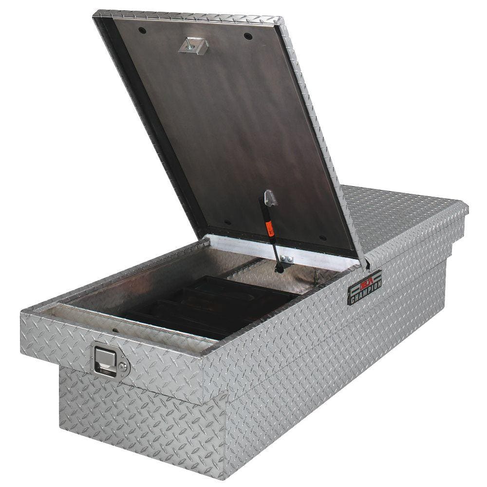 Delta 70 in. Diamond Plate Aluminum Full-Size Crossbed Truck Tool Box, Dual Mid-Lid
