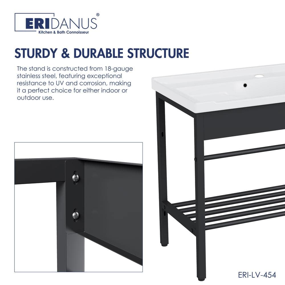 Eridanus Branson 32 in. W x 19 in. D Vitreous China Freestanding Utility/Laundry Sink with Cabinet in White, with Drainboard Set