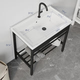 Eridanus Branson 32 in. W x 19 in. D Vitreous China Freestanding Utility/Laundry Sink with Cabinet in White, with Drainboard Set