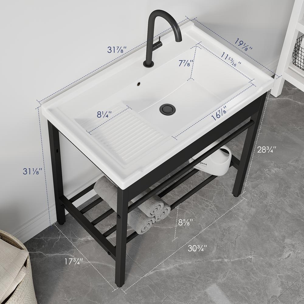 Eridanus Branson 32 in. Freestanding Vitreous China Laundry Sink with Cabinet