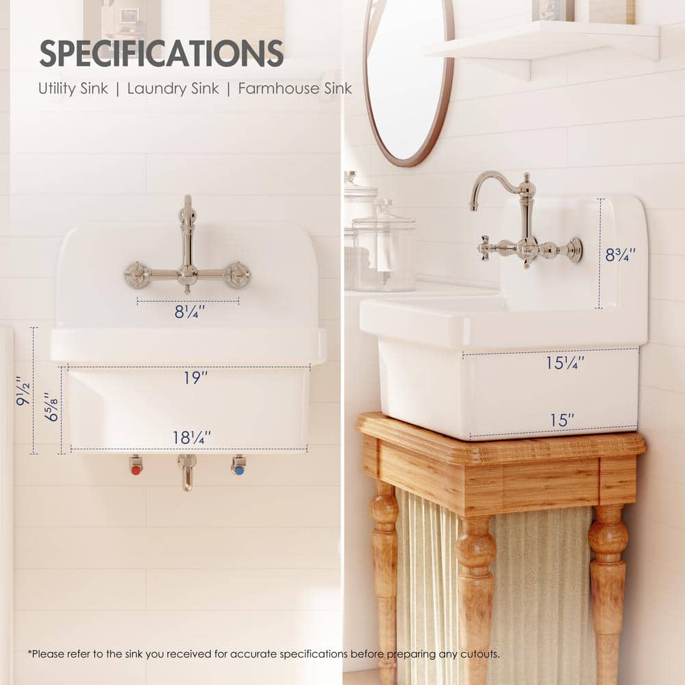 Eridanus Mason 8 Gal. Wall Mount Utility Sink in Crisp White